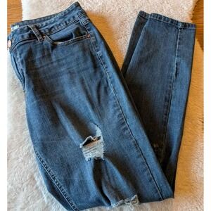 Refugee  Women's Denim Jeans Distressed Skinny Blue 5 Pocket Stretch Sz 14